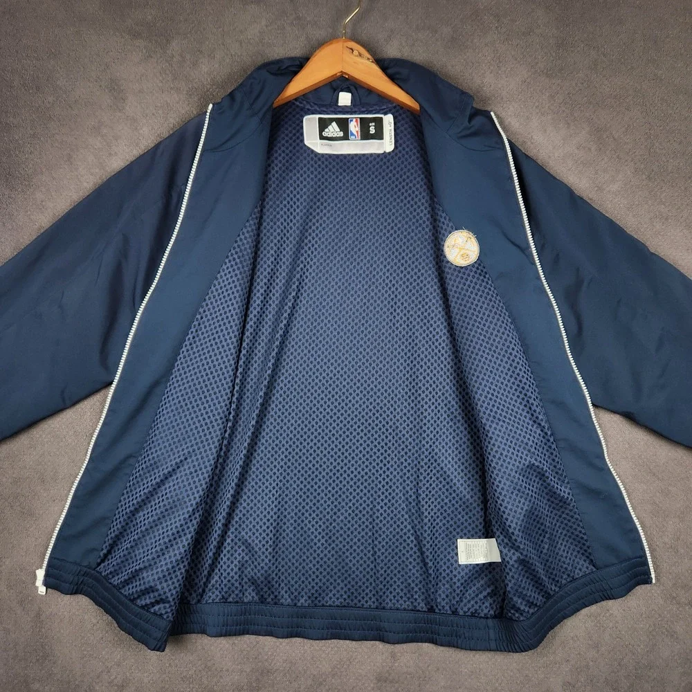 Adidas Denver Nuggets Track Jacket Mens Small Navy Blue NBA Full Zip Mesh Lined